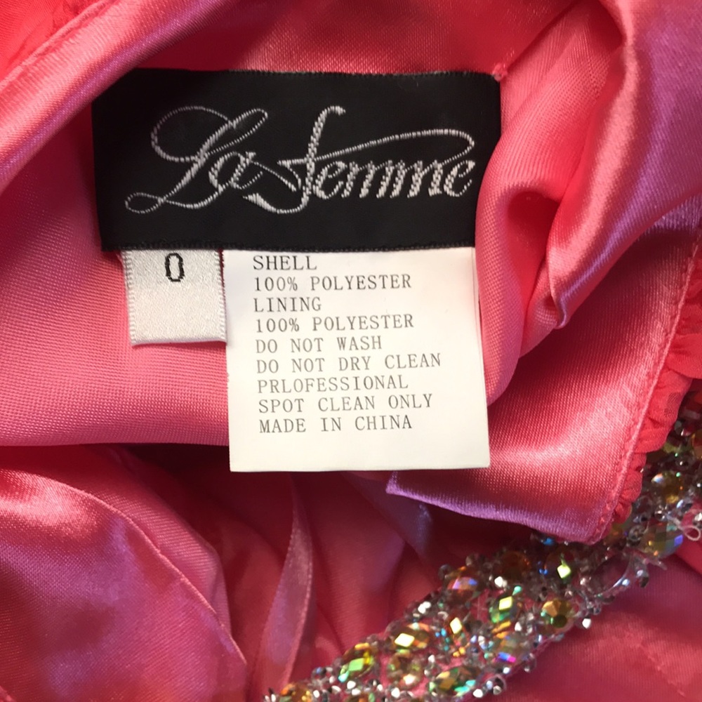 La Femme Pink Prom dress w rhinestones size 0 - Picture 11 of 17